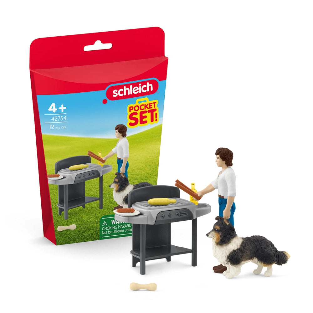 Schleich - Sets de juego - Barbacoa con Tom - Set de 9 piezas - 4 Años