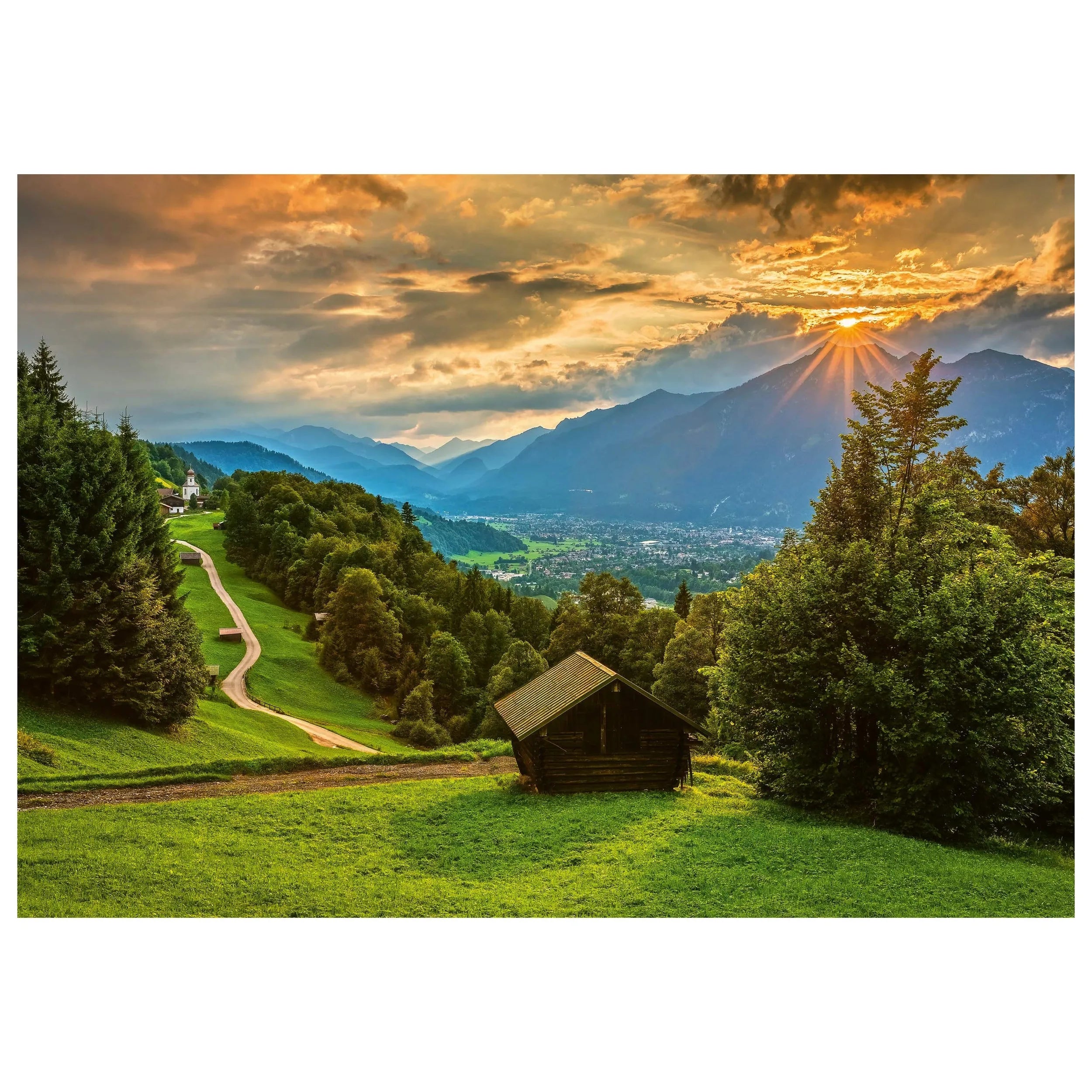 Schmidt Spiele - Atardecer sobre el pueblo montañés de Wamberg 1500 piezas - rompecabezas