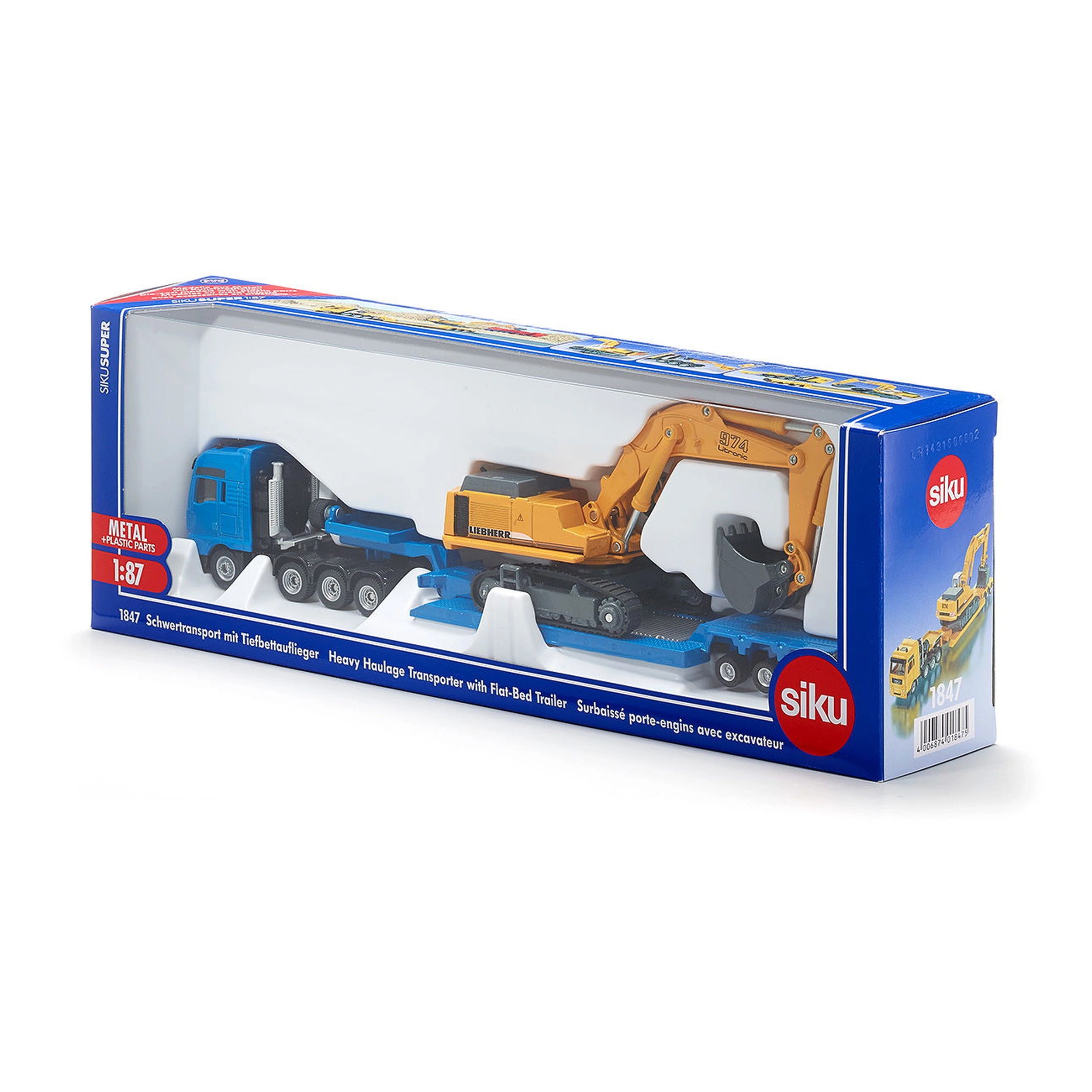 Siku - Transportador de carga pesada MAN con excavadora Liebherr - Vehículos de juego
