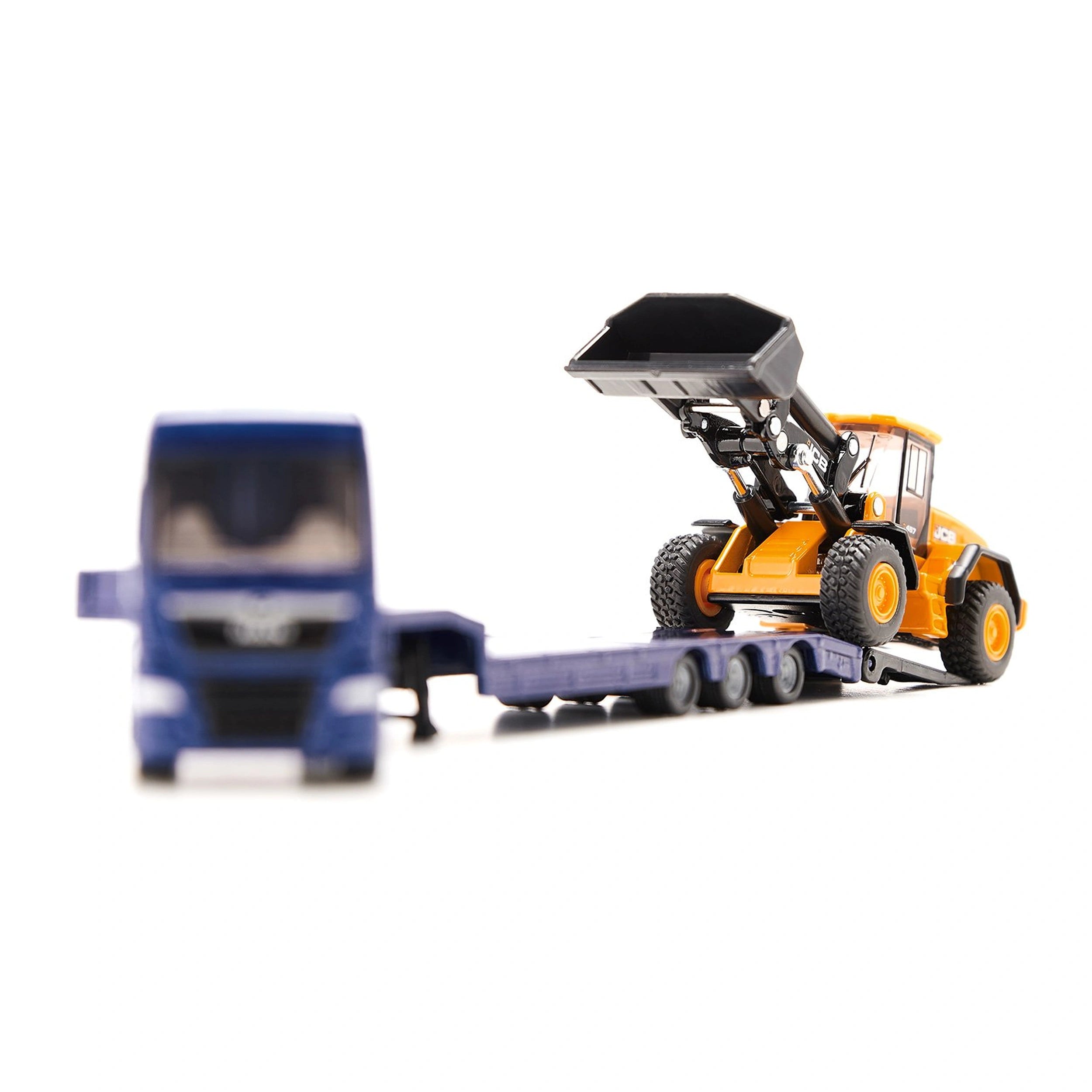 Siku - Camión MAN con remolque bajo y cargadora de ruedas JCB - Vehículos de Juego