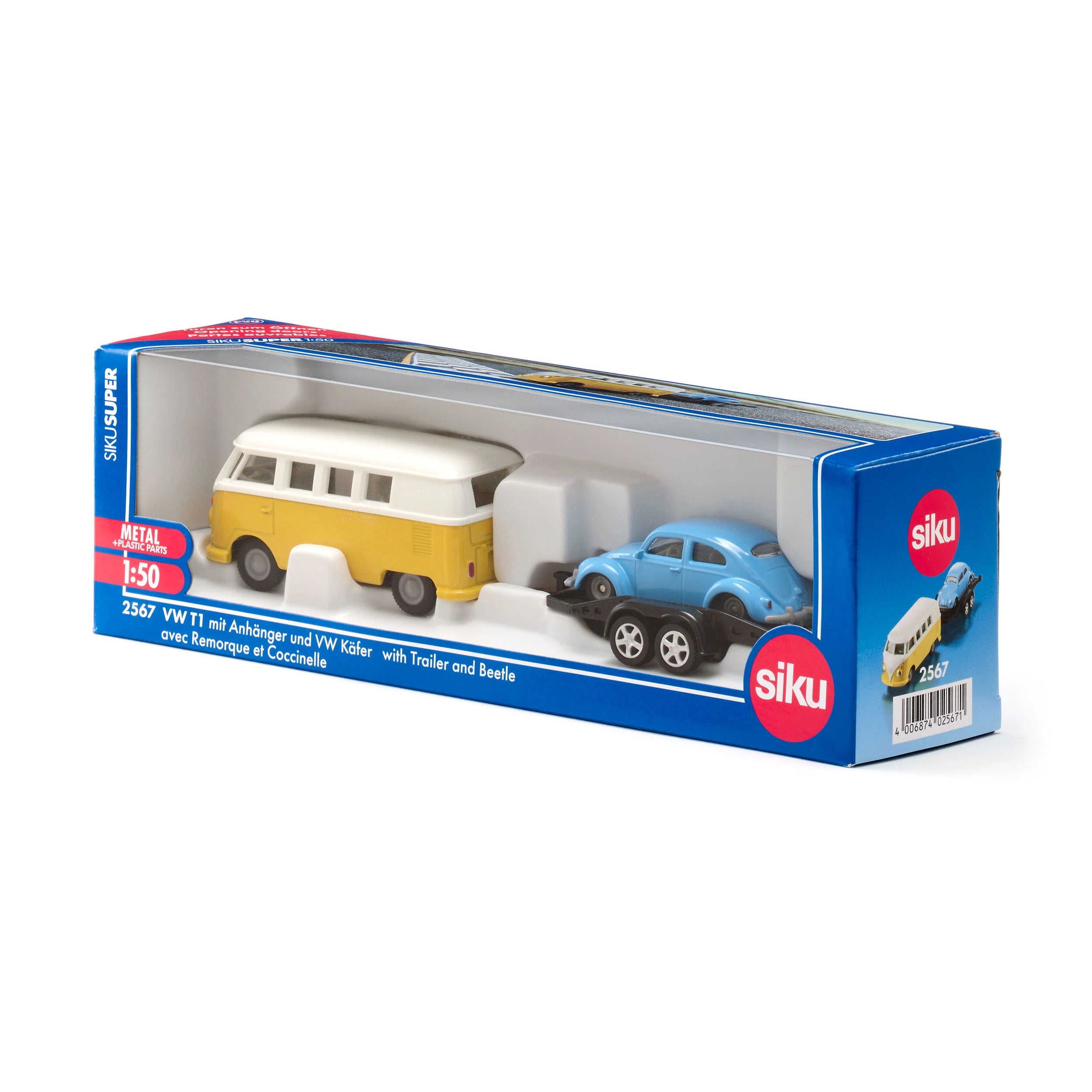 Siku - Volkswagen T1 with trailer and Volkswagen Beetle - Play Vehicles