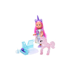 Simba - Muñecas y accesorios - Set de juego Evi Love Unicornio - 12 cm - 3 Años