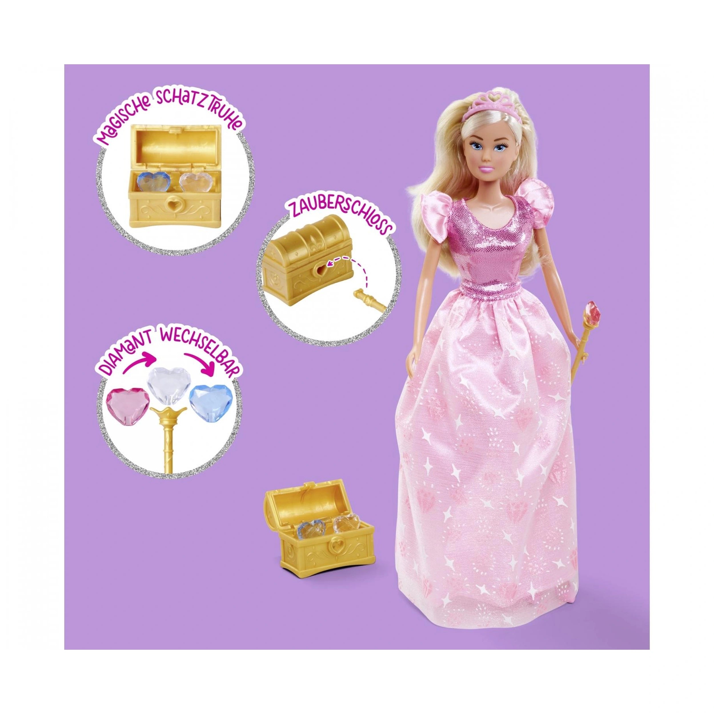 Simba - Muñeca Princesa Steffi LOVE con Cofre del Tesoro - Juegos de Muñecas y Figuras de Juguete