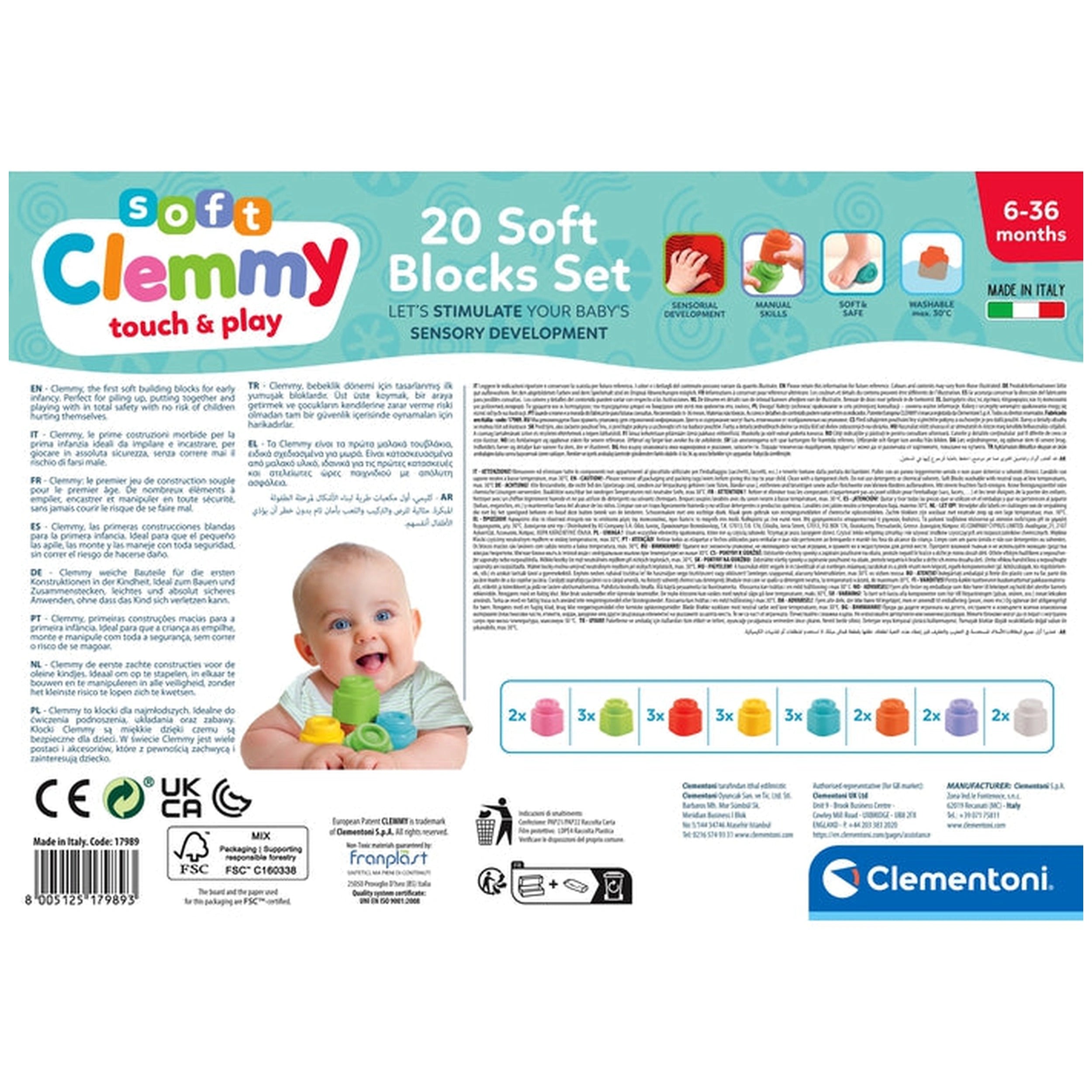 Soft Clemmy - Touch And Play 20 Soft Building Blocks Baby Activity Toys