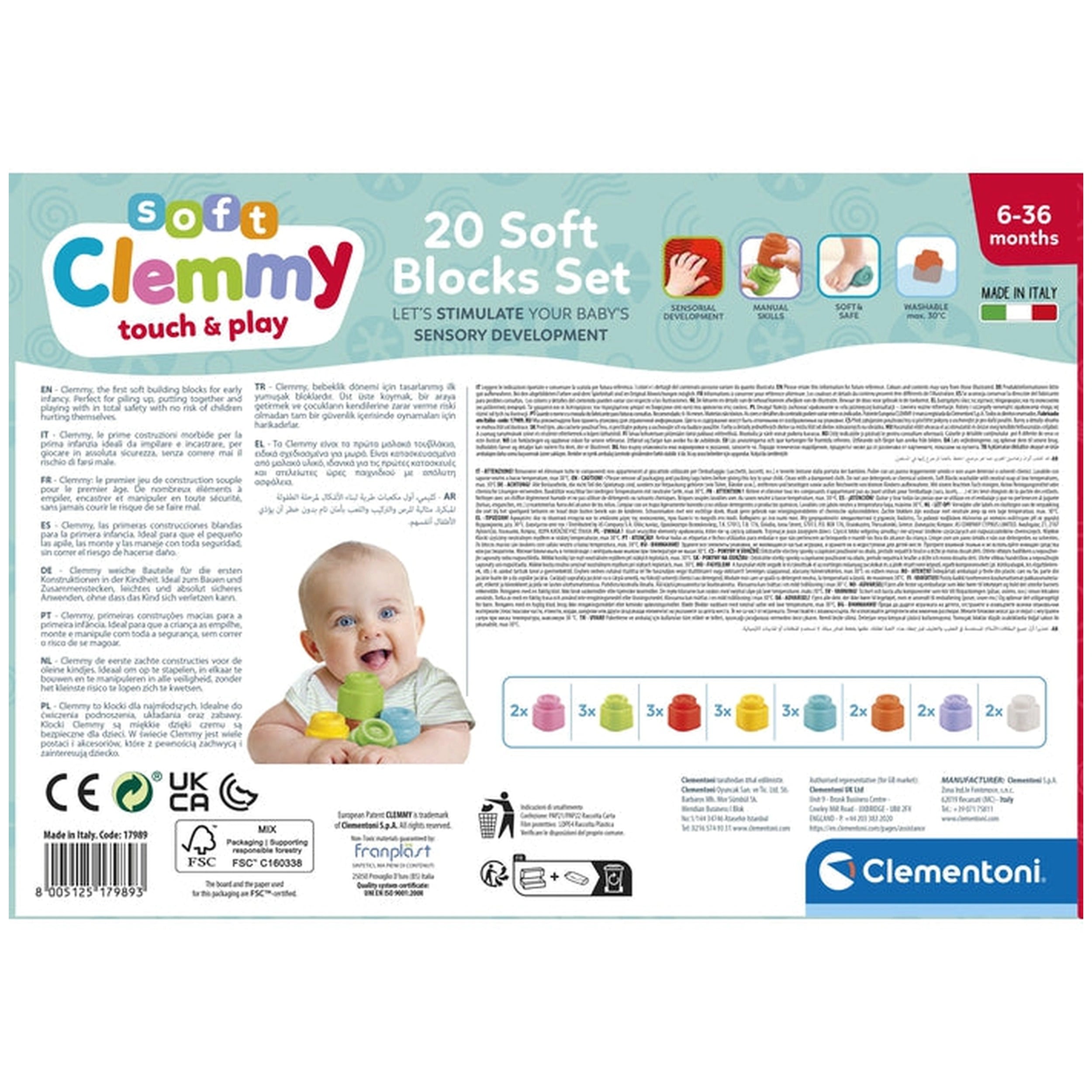 Soft Clemmy - Touch And Play 20 Soft Building Blocks Baby Activity Toys