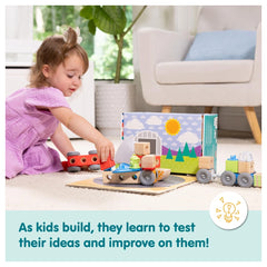 Spin Master - Melissa & Doug Blockables Vehicles Set for Kids Ages 2 Years+ - 54-Piece FSC-Certified Wooden Construction Toy with Connectors, Rolling Wheels, Felt Accessories and Play Guide