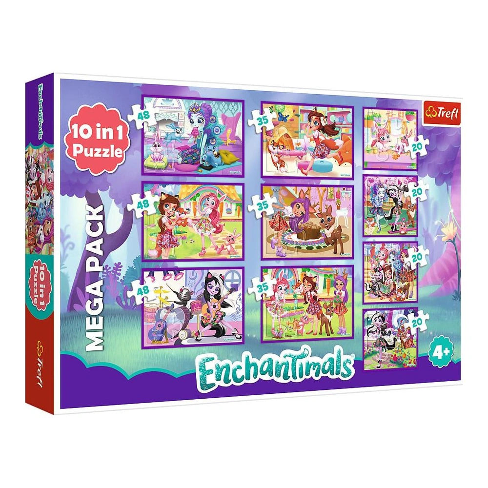 Trefl - 10 Puzzles en 1 - Puzzles - +4 - Enchantimals Adventures - TRF90354