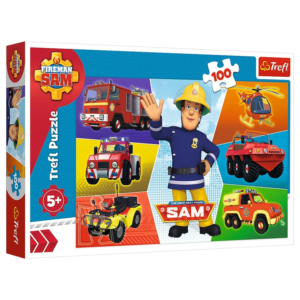Trefl - 100 Piece Jigsaw Puzzle - Fireman Sam's Vehicles - Puzzles Age +5 - TRF16354