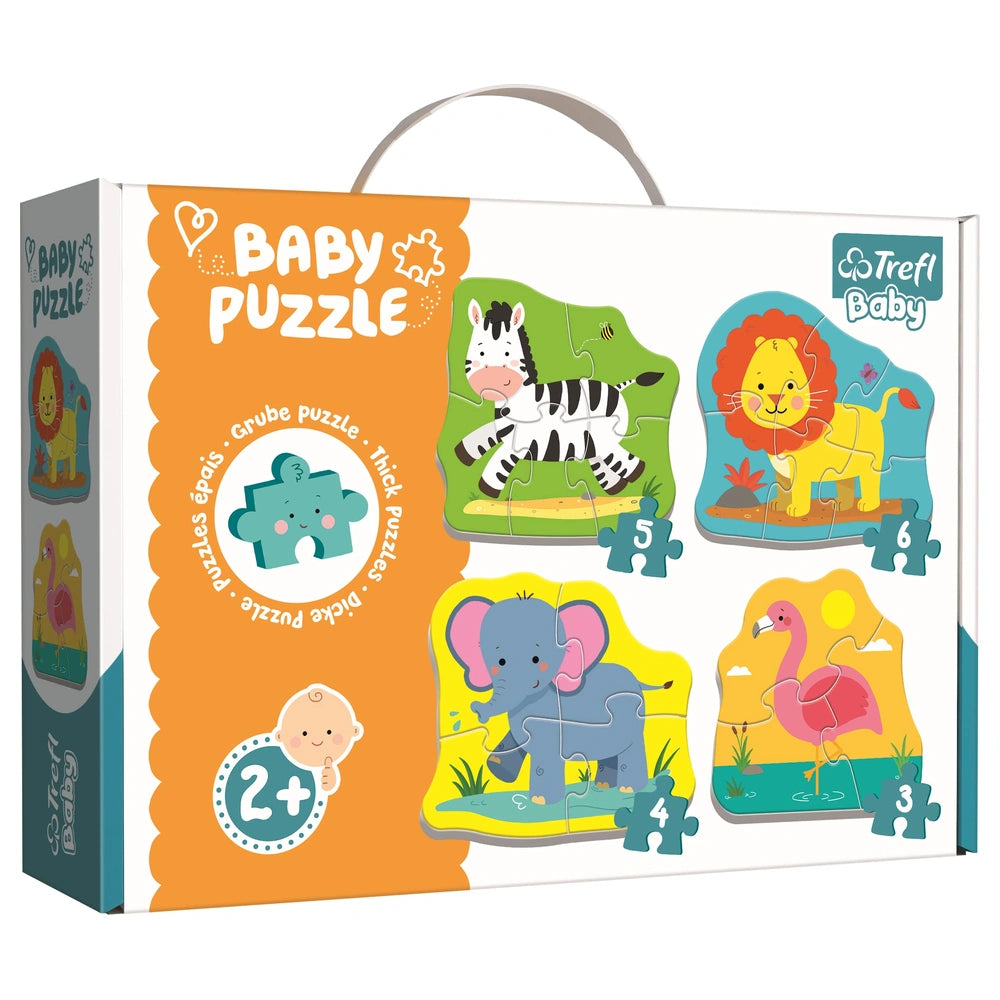 Trefl - 4 Puzzles in 1 Shaped Puzzle - Baby Classic Safari Animals - Puzzles Age +2 - TRF36073