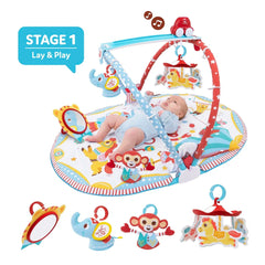 Yookidoo - Gymotion Circus Playland 3-in-1 Baby Gym for Ages 0 Months+ - Award-Winning Sensory Playmat with Motorised Magic Motion Track Mobile & Tummy Time Pillow