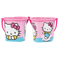 Hello Kitty heart-shaped pink beach buckets with a rainbow theme and sturdy handles.