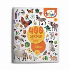 Artista Sticker Book Farm: Italian edition featuring colorful animal illustrations for arts & crafts fun.