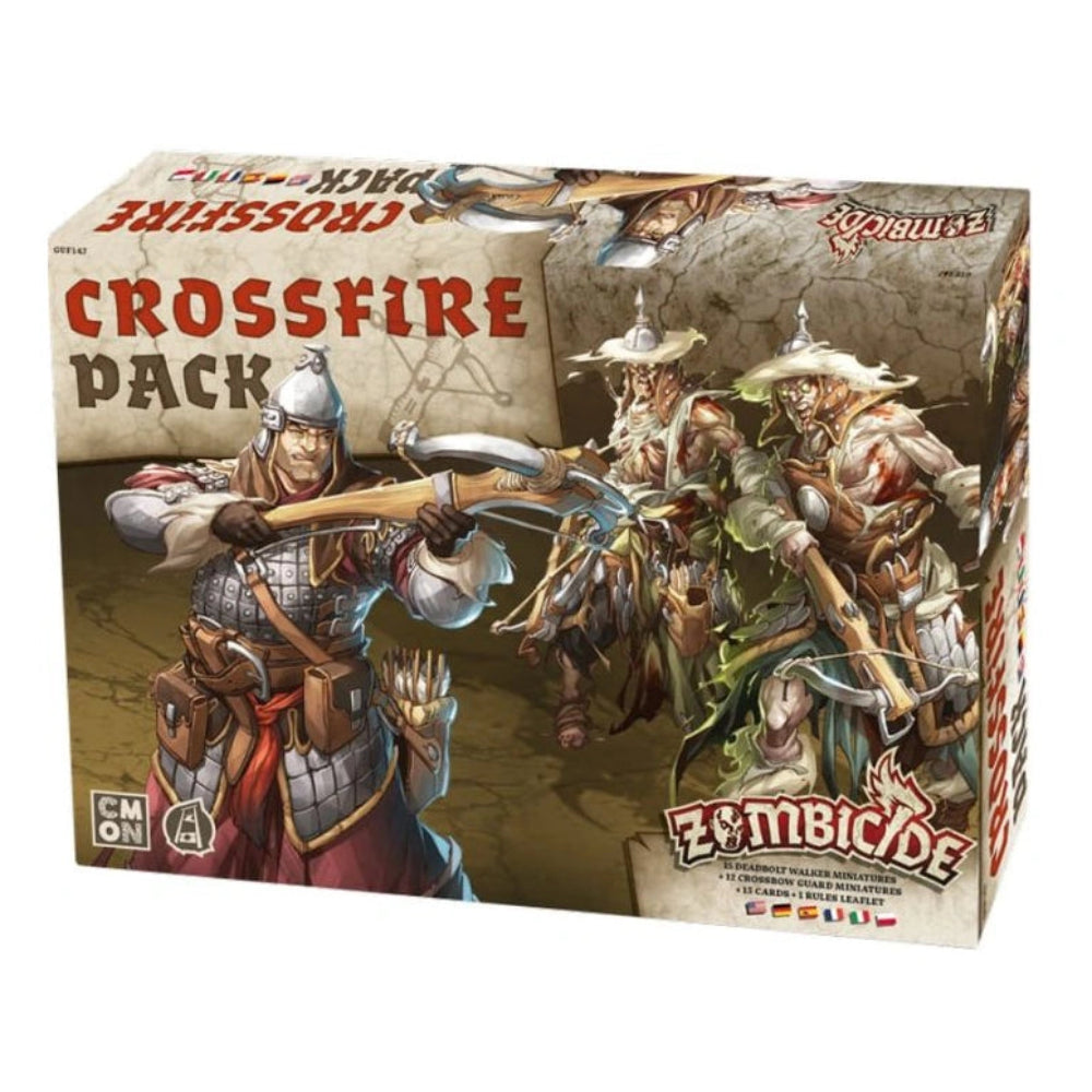 Zombicide Crossfire Pack box with warrior figures on a white background