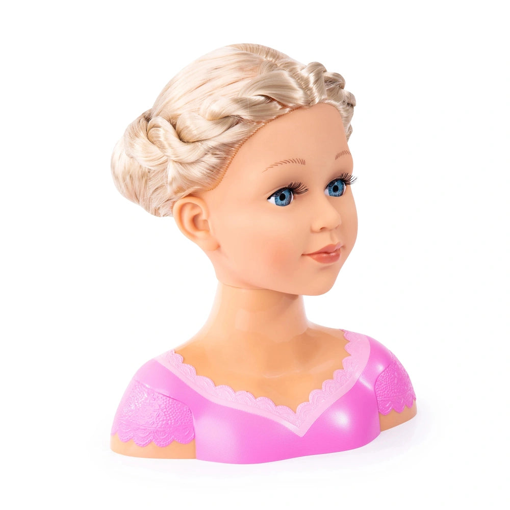 BAYER DESIGN Charlene Super Model doll features blonde braided hair, blue eyes, and pink lips in a front view display.