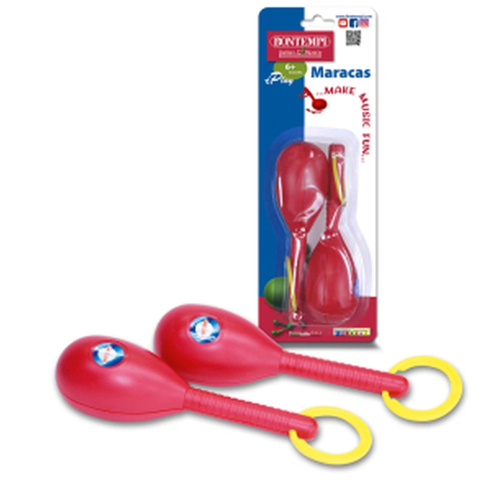 Bontempi Marching Drum Play in red with yellow loop, displayed in glossy blue packaging featuring multiple logos and QR code.