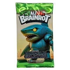 Brainrot Skifidol Gamma Series collectible trading cards packaging in green featuring a shark robot graphic and various texts