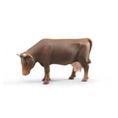 Brown cow figurine with head down, facing left. Realistic design, crafted details, ideal for imaginative play and learning.