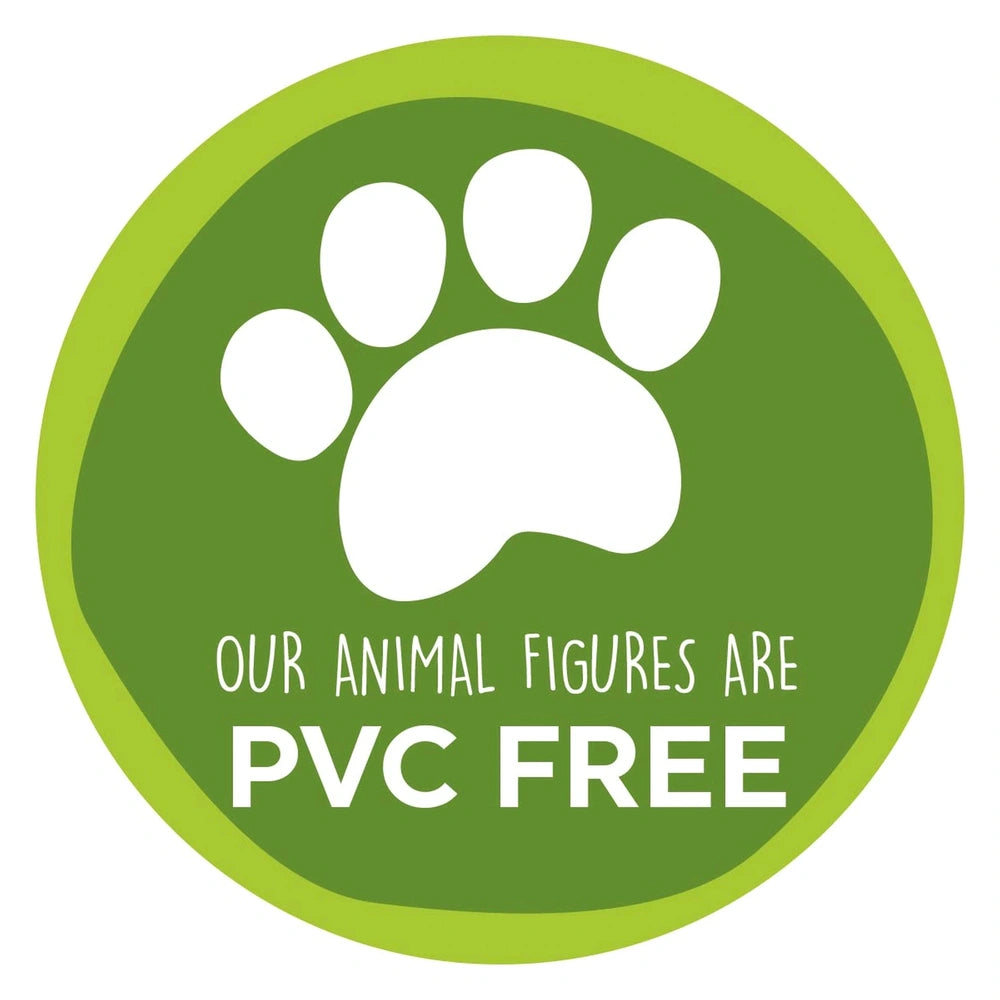 Bullyland Benny Alpine Calf Toy Figure on a green circular background with a white paw print and black text stating PVC FREE.