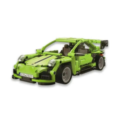 CaDA Legend Car Pull Back System features a green plastic body, black wheels, and clear windows in a centered front view.