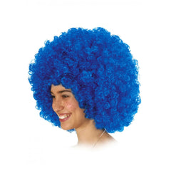 Carnival Toys - Peluca Rizada Azul Divertida para Disfraces y Juego Imaginativo - Profesiones de Imaginación y Juego de Roles