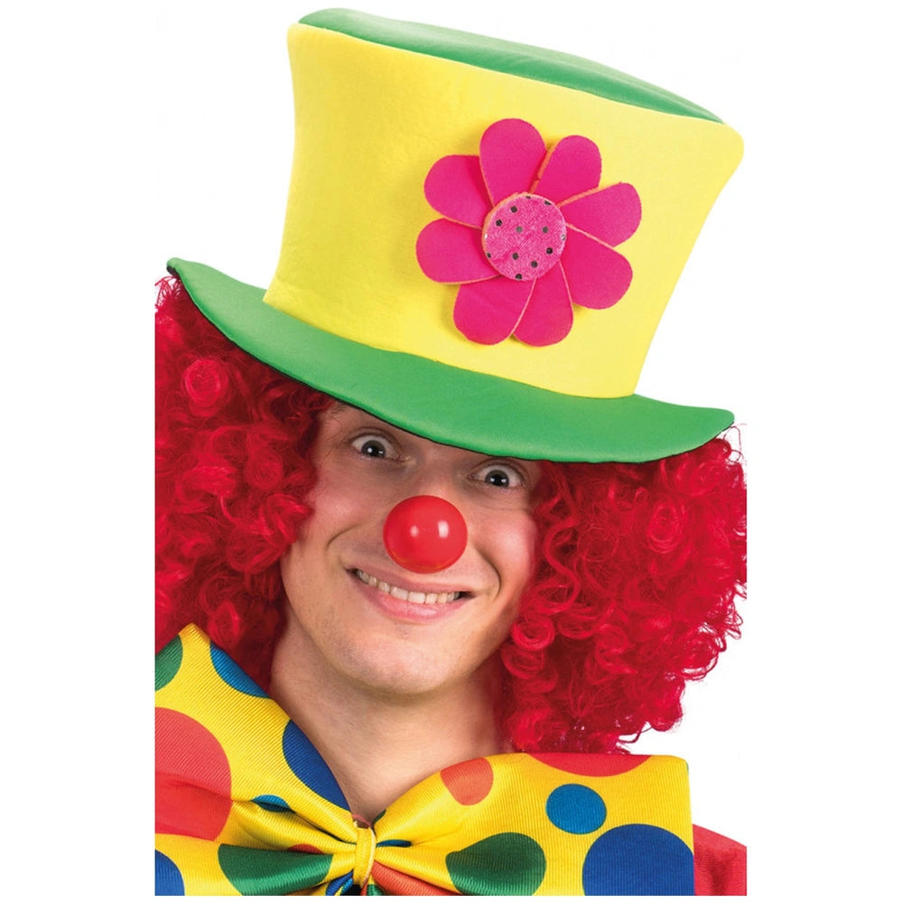 Carnival Toys - Sombrero de Tela Verde y Amarillo con Gran Flor Rosa para Diversión de Disfraces - Profesiones Imaginarias y Juego de Roles
