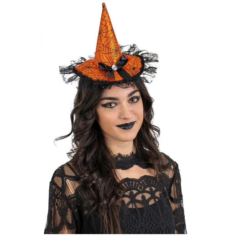 Carnival Toys - Gorra de satén naranja con lazo y encaje para diversión de disfraces - Profesiones de juego y juegos de roles