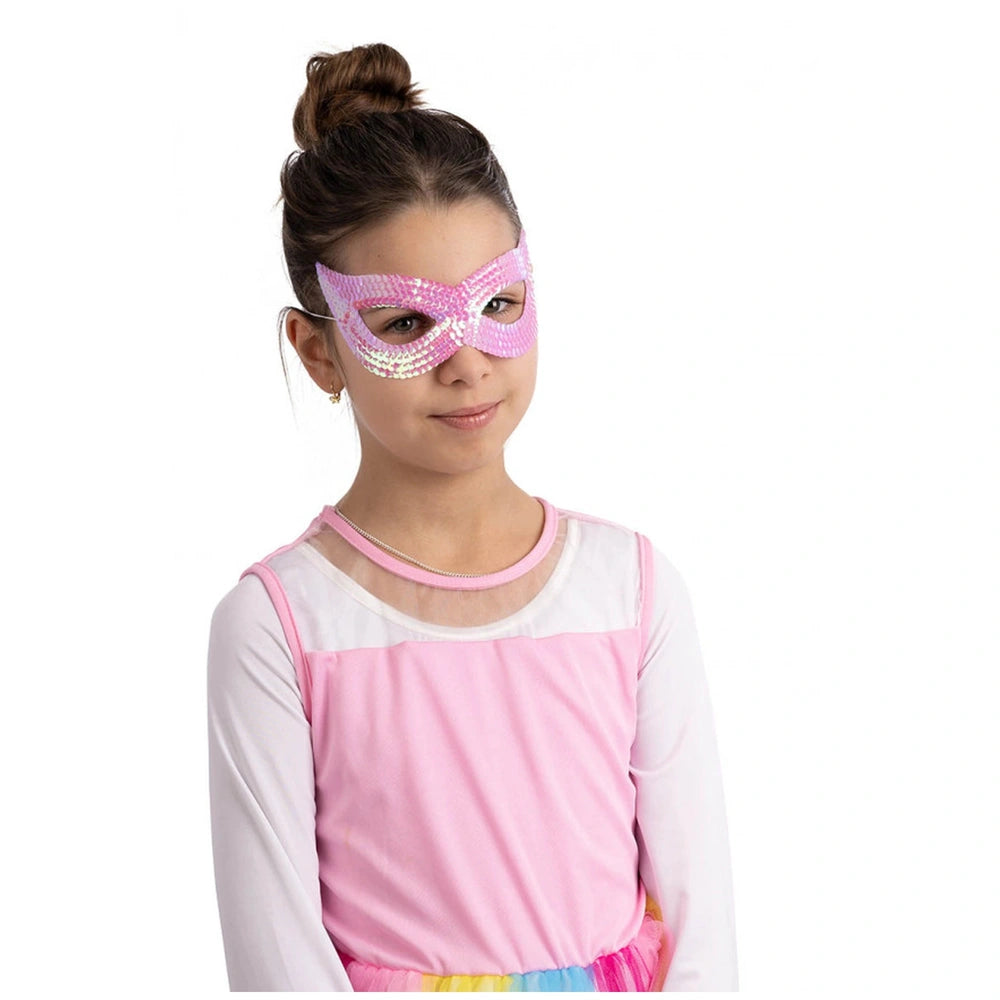 Carnival Toys - Máscara de Tela de Lentejuelas Rosadas Brillantes para Diversión de Disfraces - Profesiones de Imaginación y Juegos de Rol