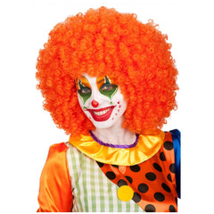 Carnival Toys - Peluca Rizada Naranja Vibrante para Disfraces Divertidos y Juego Imaginativo - Profesiones de Imaginación y Juego de Roles