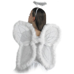 Carnival Toys - White Wings With Marabout Edge For Dress Up Fun And Imaginative Play - Pretend Professions And Role Playing