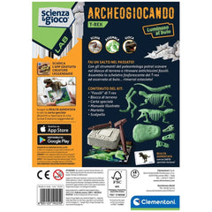 Clementoni Scienza E Gioco Lab - Archeogiocando - Juguetes de Juego del Tirannosaurus Rex que Brillan en la Oscuridad