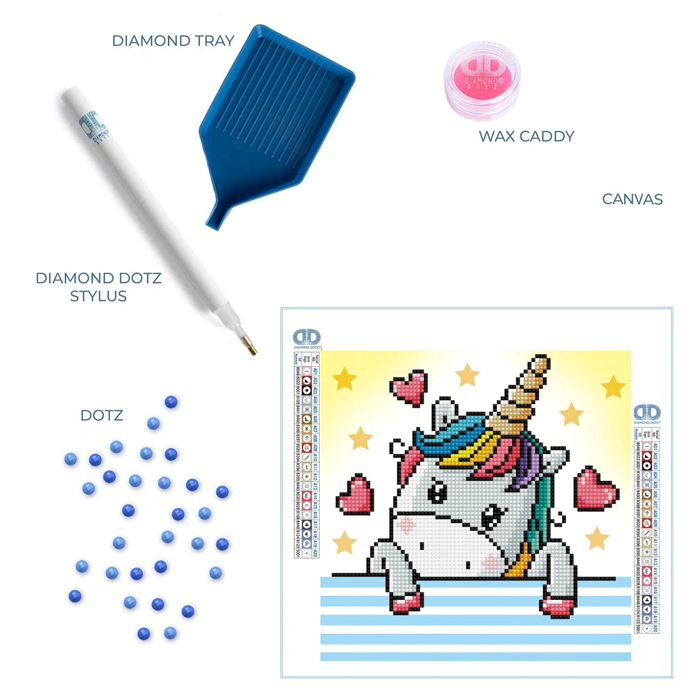 DIAMOND DOTZ Dotzies U Baby diamond painting kit featuring colorful plastic stylus tools for arts and crafts activities.