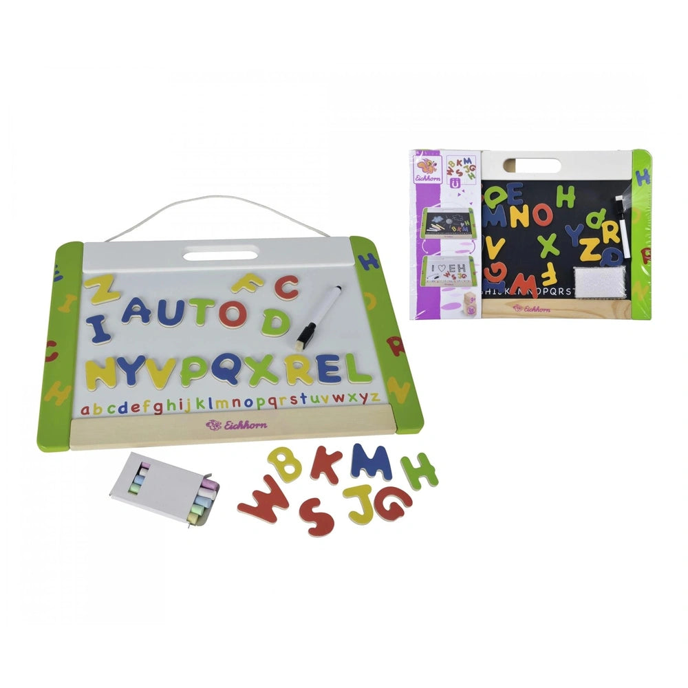 Eichhorn Magnetic and Chalkboard educational toys feature colorful alphabet and number sets for interactive learning.