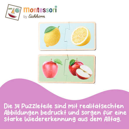 Montessori - Rompecabezas de Madera de Frutas y Verduras - Juguetes Educativos