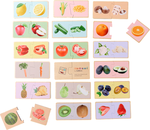 Montessori - Rompecabezas de Madera de Frutas y Verduras - Juguetes Educativos