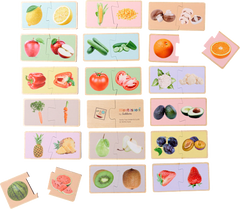 Montessori - Rompecabezas de Madera de Frutas y Verduras - Juguetes Educativos