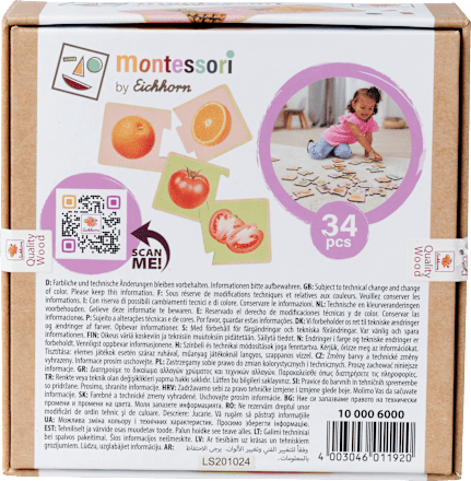 Montessori - Rompecabezas de Madera de Frutas y Verduras - Juguetes Educativos