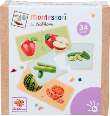 Montessori - Rompecabezas de Madera de Frutas y Verduras - Juguetes Educativos
