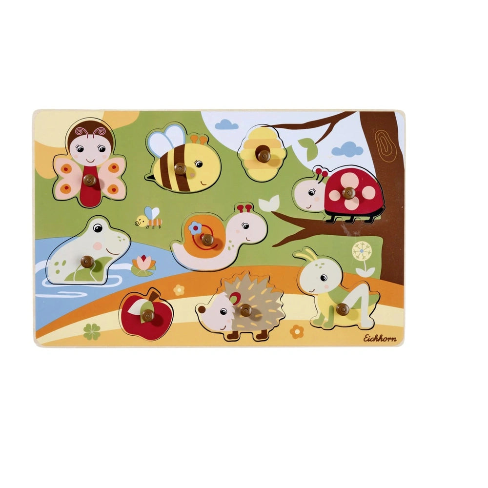 Eichhorn Woodland animals puzzle featuring colorful cartoon-style animals in a whimsical, nature-inspired setting.