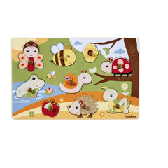 Eichhorn Woodland animals puzzle featuring colorful cartoon-style animals in a whimsical, nature-inspired setting.