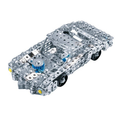 Eitech Speed Racer construction set features a shiny silver metallic car with black matte wheels and visible plastic interior