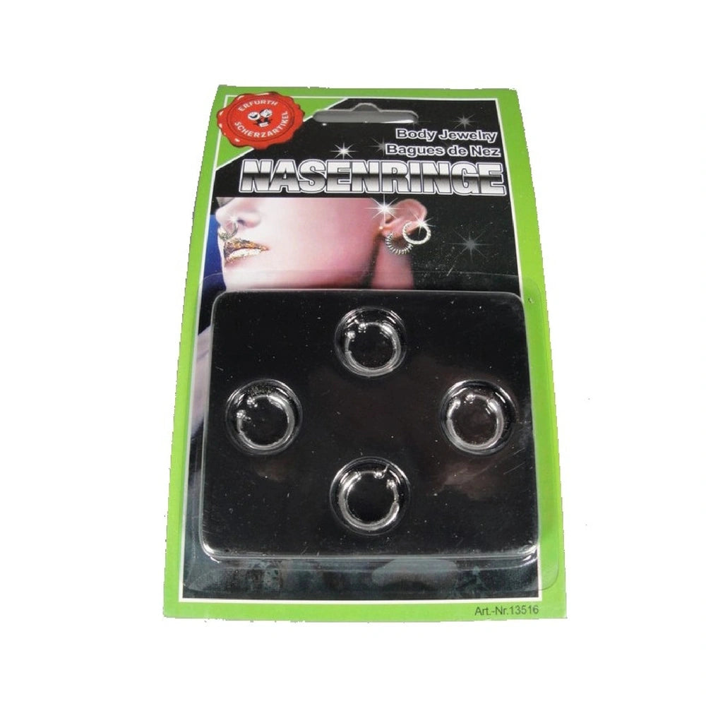 Erfurth fake piercings pack in glossy black packaging with a clear window, displaying earrings and printed text "BODY JEWELRY