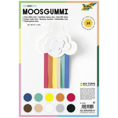 Folia Basic Foam Rubber Kit includes 10 colorful foam and plastic sheets for arts and crafts, measuring 20x29 cm.