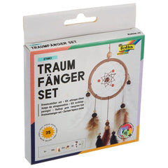 Folia Dreamcatcher Set Ethno features a colorful design, feathers, and a visible dreamcatcher through a window on white cardb