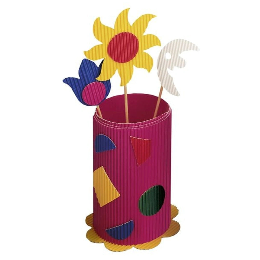 Folia corrugated cardboard hobby set featuring multi-coloured sheets with sunflower, butterfly, and vase designs.