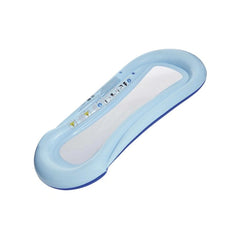 Happy People air mattress in blue and white plastic, semicircular shape, measuring 80 x 40 cm.