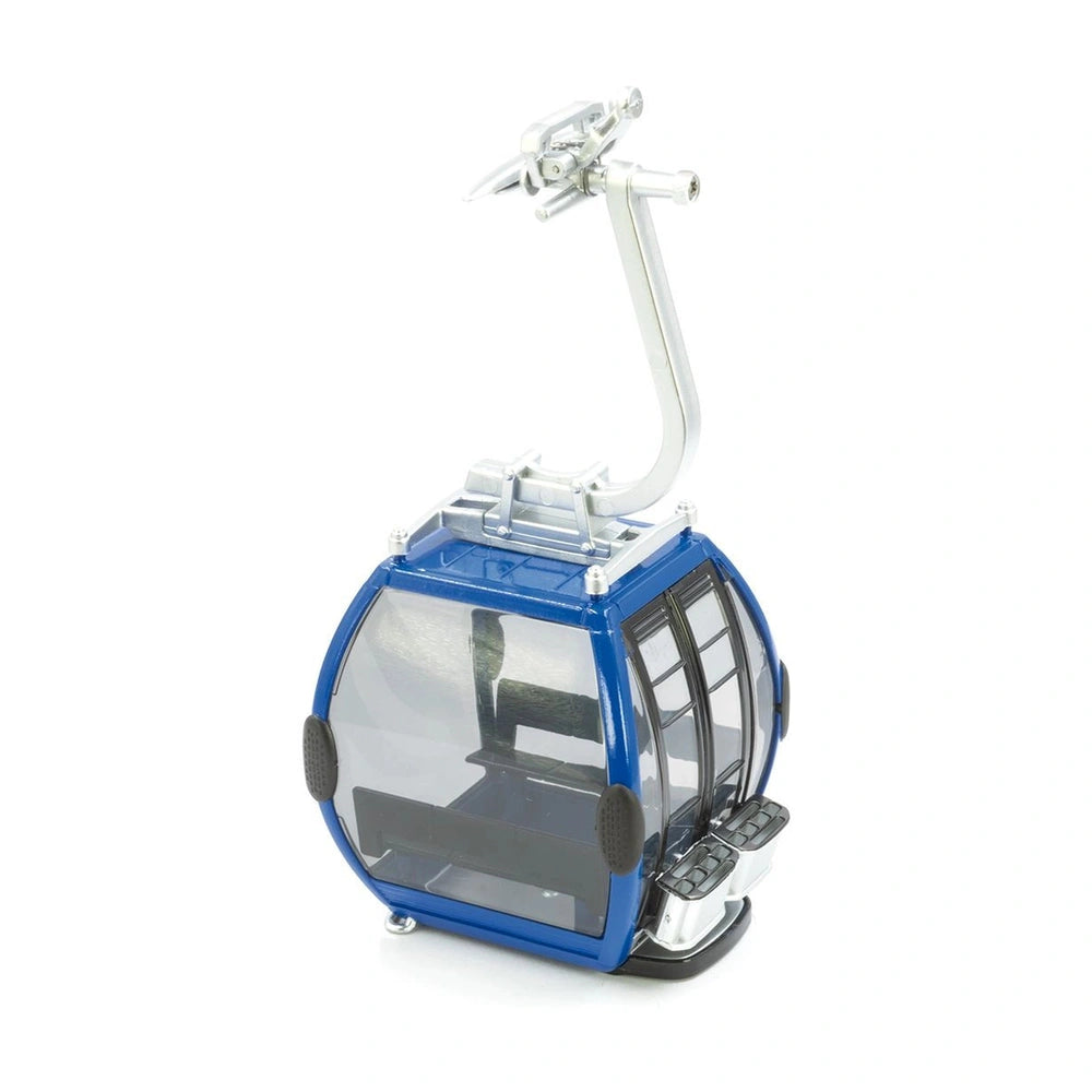 Blue gondola model by Jagerndorfer features a glossy plastic body, metallic top, transparent windows, and black interior comp