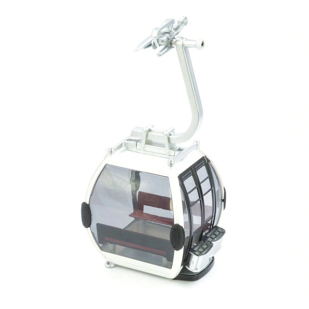 Jagerndorfer Gondel Omega IV 8 Black 1:32 model features glossy white plastic, a matte interior, and a single red seat.