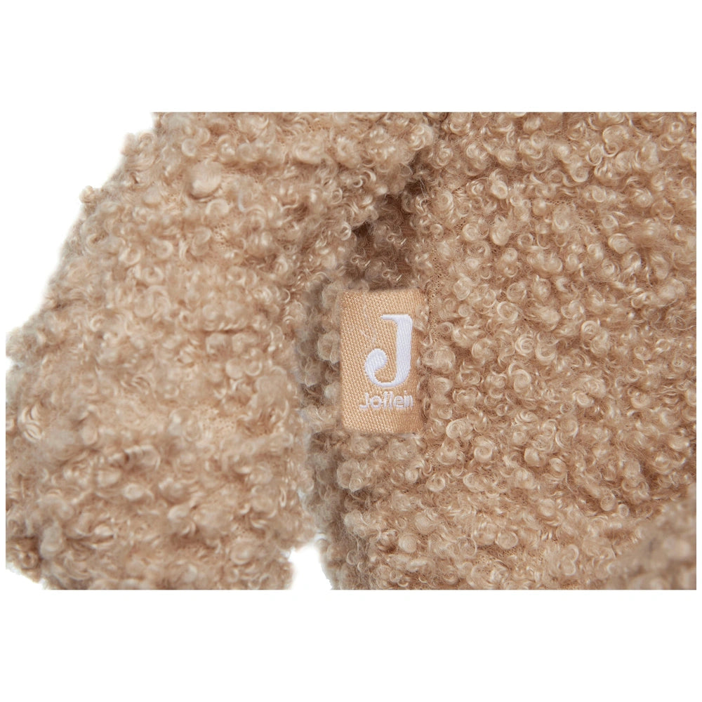 Jollein Teddy Bear in soft beige plush fabric with textured surface and "JOFFEN" label.