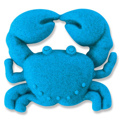 Kinetic Sand Neon 227 gr features a textured blue crab figure with open claws, showcasing a tactile, matte finish.