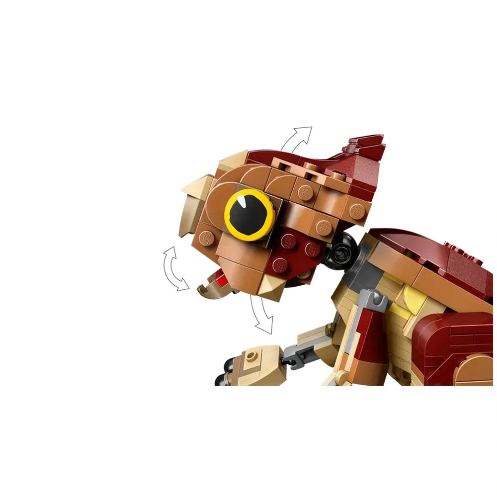 LEGO Baby Dinosaur Dolores, an Aquilops figure with movable head, arms, and legs, showcasing vibrant colors and intricate design.